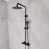 Bathroom Round Thermostatic Mixer Shower Set Matte Black Exposed Twin Head Valve