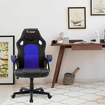 Blue Swivel PU Leather Mesh Office Racing Sport Gaming Tilt Computer Desk Chair