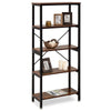 5 Tier Bookshelf Bookcase Industrial Wood Metal Storage Display Shelving Rack