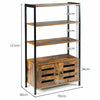 Industrial 2 Doors Cabinet Freestanding Display Bookshelf Cupboard Bookcase