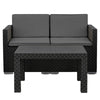 4 Pc Black Lounge Garden Furniture Patio Rattan Design Conversation Set Cushions