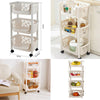 3/4 Tier Kitchen Cart Trolley Vegetable Fruit Food Storage Basket Rack w/ Wheels