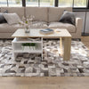 Modern Coffee Table Adjustable Tea Table w/Storage Living Room Home White & Oak