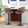 2 x Grey/Brown Bar Stools Swivel Padded Seats High Chairs Technology Cloth
