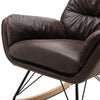 Distressed Leather Rocking Chair Upholstered Tufted Back Armchair Rocker Seat