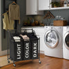Laundry Basket Sorter Cart Hamper Rolling Clothes Bin Trolley on Wheels 3 Bag