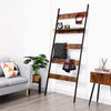 5-Tier Blanket Ladder Shelf/Wooden Towel Rack/Wall Leaning Shelf for Bathroom