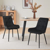 2x Black Velvet High Back Dining Chairs Padded Seat Dining Room Chairs Modern