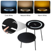 LED Glass Side End table With Wireless Charging Black Round Beside Table