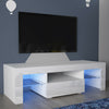 White TV Stand Cabinet Cupboard High Gloss Front Matt Unit Glass Shelf LED Light