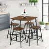 5-piece Bar Table Set Pub Dining Table Set w/Counter Height Backless Stools