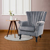 Modern Velvet Oyster Wing Back Rolled Armchair Queen Anne Lounge Sofa w/Nailhead