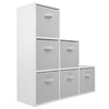 White 3 Tier 6 Cube Storage Bookcase Shelf Display Unit Grey Fabric Shelving Box
