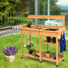 Garden Potting Table Wooden Planting Bench Flower Plant DIY Workstation w/Hooks