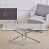 Rectangle Glass Coffee Table Modern Living Room Furniture Top Glass w Chrome Leg