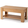 Oak Lift up Top Coffee Table with storage and shelf For Living room Home Office