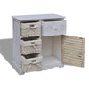 Wooden Wicker Basket Cabinet Storage Sideboard Chest Of Drawers Rack Shelf White