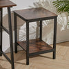 Industrial Bedside Table 2 Tier Rustic Wood Metal Side End Table Shelf Stand