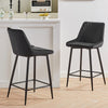 2x Velvet Black Bar Stool Kitchen Counter Breakfast Chair Pub Restaurant Cafe