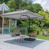 Garden Parasol Banana Cantilever Umbrella Crank Sun Shade Patio Outdoor W/ Base