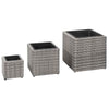 3 Pcs Garden Rattan Planter Pot Set Outdoor Flower Plant Boxes Pots Square