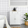 Bathroom Floor Storage Cabinet w/ 2 Drawers Door Cupboard White