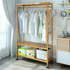 Bamboo Clothes Rail Garment Storage Coat Hat Hanging Shelf Rolling Trolley Stand