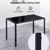 4x Velvet Dining Chairs Tempered Glass Rectangular Dining Table Diningroom Black