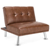 Single Sofa Bed Chair 3-Position Adjustable Reclining PU Leather Lounge Couch