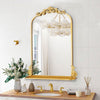 Large Antique Ornate Wall Mount Mirror Bathroom Makeup Arch Floral Decor W/Shelf