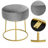 Grey Velvet Fabric Stool Dressing Table Seat Vanity Footstool Round Dining Chair