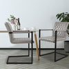 High Gloss Dining Table Set Glass with Faux Leather Industrial Style Chairs Seat