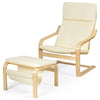 Recliner Leisure Chair Set Wooden Upholstere Lounge Chair w/Footstool Cushion