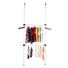 2 Poles 2 Bars Heavy Duty Clothes Drying Rack Foldable Telescopic Coat Hanger UK