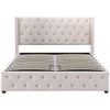 Ottoman Bed Frame Gas Lift Up Storage Double Size Beige Fabric Upholstered Bed