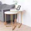 Elegant Minimalist Marble Nest of Table End Bedside Table with Sturdy Gold Frame