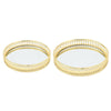 Vintage Golden Round Mirror Glass Candle Tray Plate Vanity Table Perfume Display