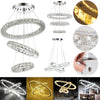 Dimmable Pendant LED Crystal Chandelier Circular Ceiling Light Living Room UK