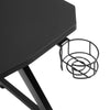 Gaming Desk Steel Frame w/ Cup Holder Headphone Hook Adjustable Feet Black