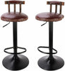 2PCS Brown Bar Stools Wooden Swivel High Leg Lifting Barstools Pub Cafe Dining