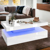 Wooden LED Coffee Table With Storage 2 Drawers Living Room Furniture High Gloss