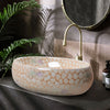 CounterTop Family Basin Yellow Brown Fish Scale Effect Bathroom Washbasin Sink