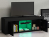 Panana TV Unit Cabinet Sideboard Glass Shelf Storage Modern Stand Matt Black