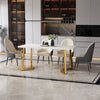 Modern Rectangular Dining Table Indoor w/ Metal Legs Marble-Look MDF Tabletop