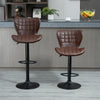 Bar Stools Set of 2 Adjustable Height Swivel PU Leather Bar Chairs Brown