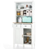 Kitchen Buffet Freestanding Kitchen Pantry Storage Cabinet w/ Hutch Sliding Door