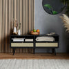 TV Unit Cabinet Stand Black & Cane w/ Storage Drawers & Shelves | Spinningfield
