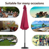 2.4x3m Round Garden Parasol with Base Set Outdoor Umbrella Sun Shade Crank Tilt
