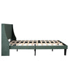 Merax Upholstered Double Bed Modern Velvet 4FT6 Winged Headboard Green/Grey