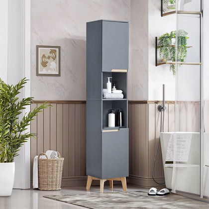Modern Wooden Bathroom Tall Slim Cabinet Cabinet Storage Shelves Rack Cupboard